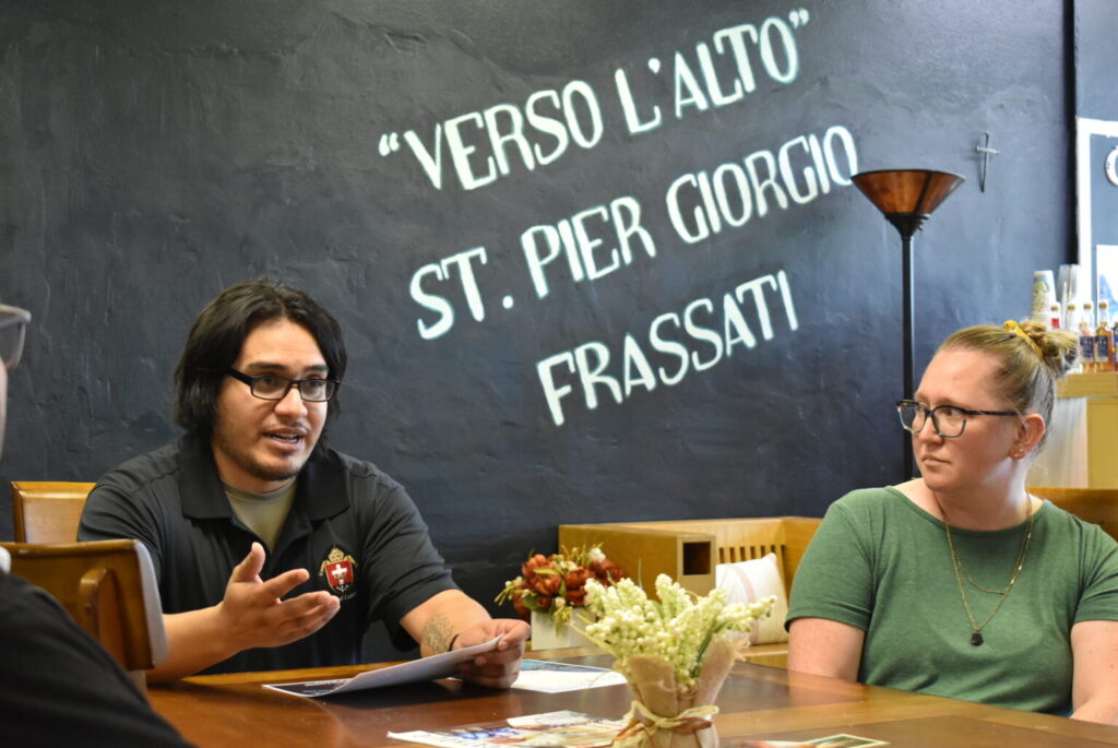 Two people in a meeting